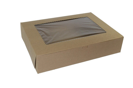 Kraft Corner Lock - Window Bakery Box - 19 x 14 x 4" - Case/50