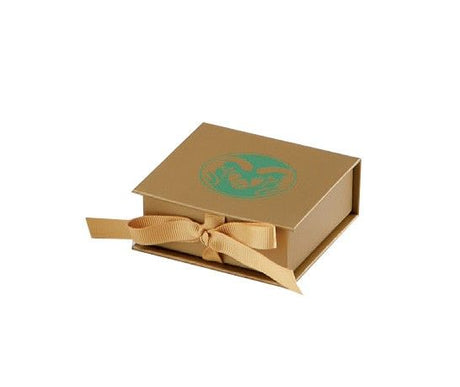 Matte Gold - Ribbon Jewelry Box - 3-1/2 x 3-1/2 x 1-1/2"