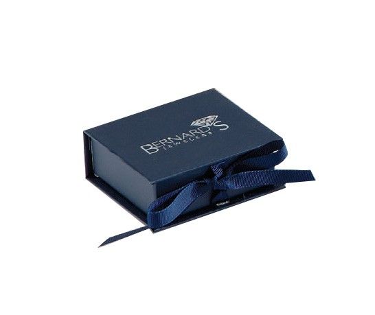 Matte Navy - Ribbon Jewelry Box - 8 x 2 x 1-1/4"