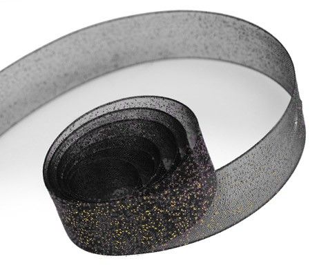 Black - Sparkle Sheer Ribbon - 7/8" x 100 Yards