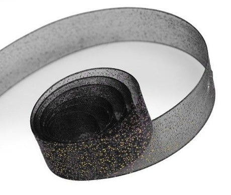 Black - Sparkle Sheer Ribbon - 1-1/2" x 100 Yards