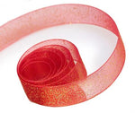 Red - Sparkle Sheer Ribbon - 5/8" x 100 Yards