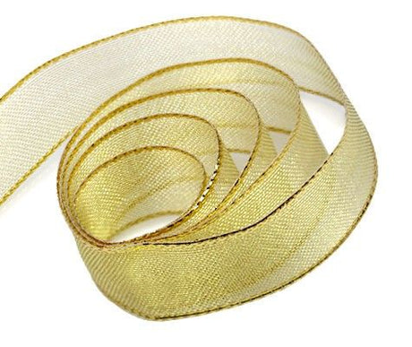 Gold - Metallic Mesh Ribbon - 5/8" x 100 Yards