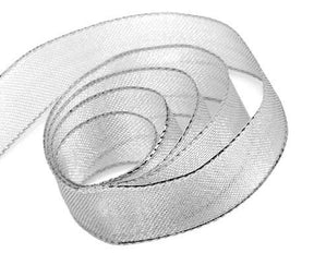 Silver - Metallic Mesh Ribbon - 7/8" x 100 Yards