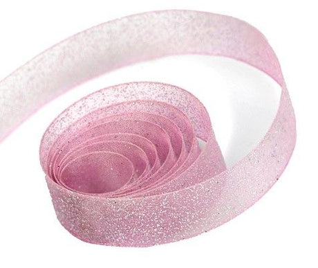 Dusty Rose - Sparkle Sheer Ribbon - 5/8" x 100 Yards