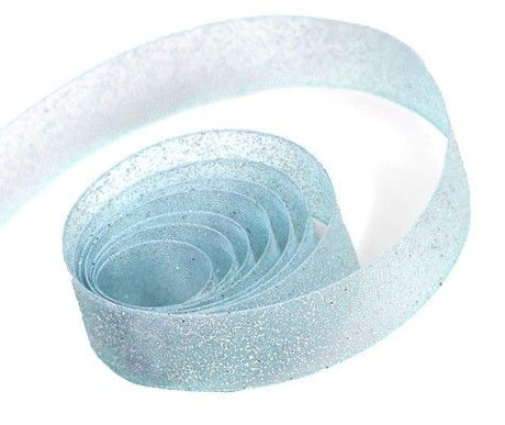 Light Blue - Sparkle Sheer Ribbon - 5/8" x 100 Yards