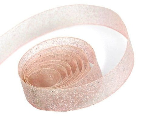 Peach - Sparkle Sheer Ribbon - 5/8" x 100 Yards