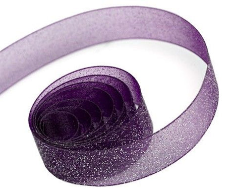 Plum - Sparkle Sheer Ribbon - 7/8" x 100 Yards