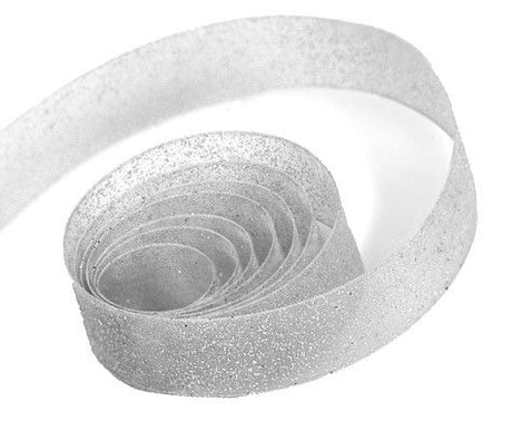 Grey - Sparkle Sheer Ribbon - 5/8" x 100 Yards