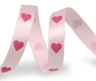 String of Hearts - Pink - Valentine Ribbon - 1/4" x 25 Yards