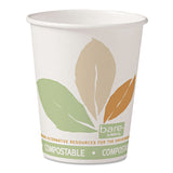 Dart Bare by Solo Eco-Forward PLA Paper Hot Cups, 10 oz, Leaf Design, White/Green/Orange, 50/Bag, 20 Bags/Carton