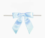 Light Blue - Satin Bow with Twist Tie - 2-1/2" Width Bow - 4" Clear Twist Tie