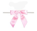 Pink - Satin Bow with Twist Tie - 2-1/2" Width Bow - 4" Clear Twist Tie