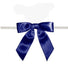 Navy Blue - Satin Bow with Twist Tie - 2-1/2" Width Bow - 4" Clear Twist Tie