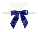Navy Blue - Satin Bow with Twist Tie - 2-1/2" Width Bow - 4" Clear Twist Tie