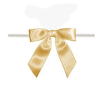 Old Gold - Satin Bow with Twist Tie - 2-1/2" Width Bow - 4" Clear Twist Tie
