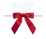 Red - Satin Bow with Twist Tie - 2-1/2" Width Bow - 4" Clear Twist Tie