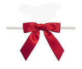 Red - Satin Bow with Twist Tie - 2-1/2" Width Bow - 4" Clear Twist Tie