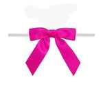 Shocking Pink - Satin Bow with Twist Tie - 2-1/2" Width Bow - 4" Clear Twist Tie
