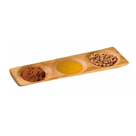 Bamboo Natural - PATONG - _Bamboo Three Compartment Dish - (0.25 oz) - 7.1 x 2.4 x 0.4"
