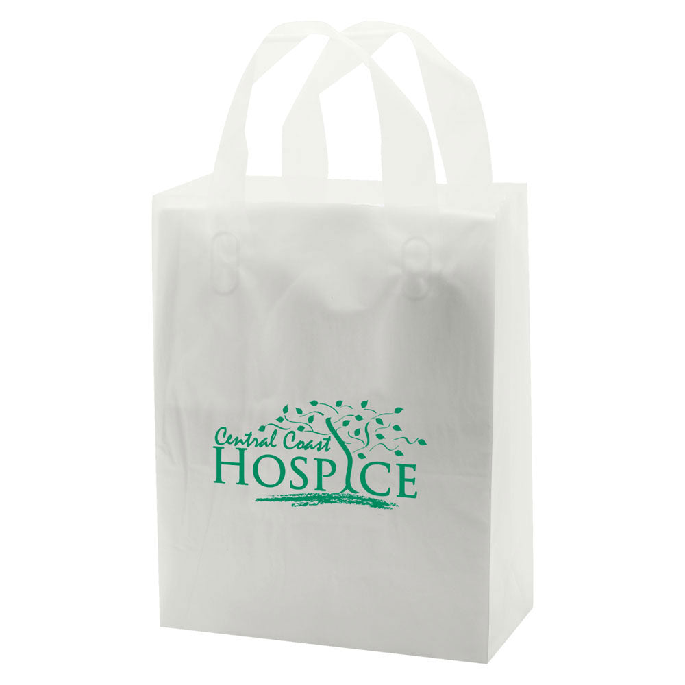 Frosted Clear - Soft Loop To-Go Bag - Cardboard Bottom - 8 x 4 x 10" (3 mil)