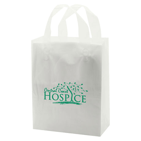 Frosted Clear - Soft Loop To-Go Bag - Cardboard Bottom - 8 x 4 x 10" (3 mil)