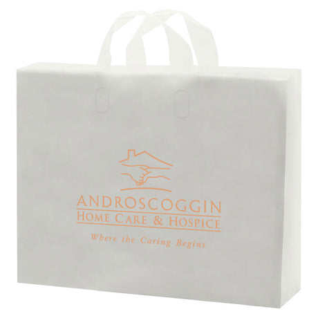 Frosted Clear - Soft Loop To-Go Bag - Cardboard Bottom - 14 x 10 x 13" (3 mil)