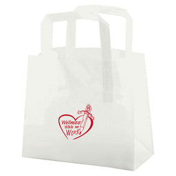 Frosted Clear - Tri-Fold Handle Bag - Cardboard Bottom - 8 x 4 x 7" (3.5 mil)