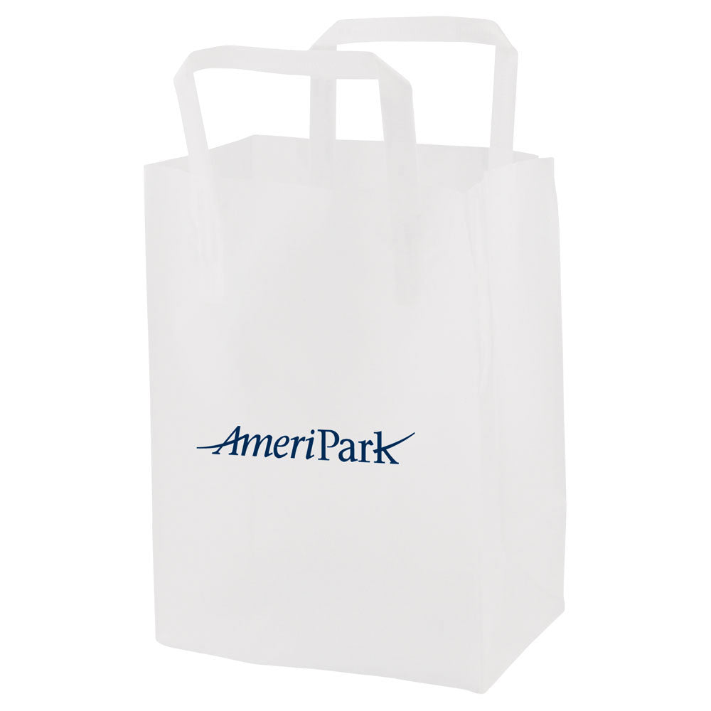 Frosted Clear - Tri-Fold Handle Bag - Cardboard Bottom - 8 x 5 x 10" (3.5 mil)