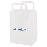 Frosted Clear - Tri-Fold Handle Bag - Cardboard Bottom - 8 x 5 x 10" (3.5 mil)