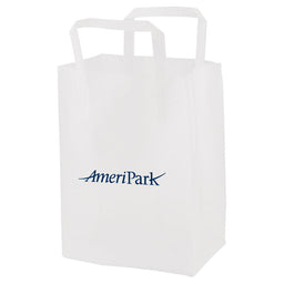 Frosted Clear - Tri-Fold Handle Bag - Cardboard Bottom - 8 x 5 x 10" (3.5 mil)
