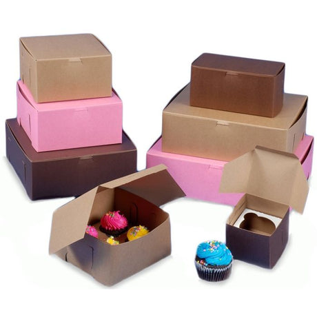 Brown, Pink & Kraft Cupcake Boxes