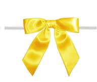 Daffodil - Satin Bow with Twist Tie - 3" Width Bow - 4" Clear Twist Tie