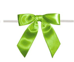 Kiwi - Satin Bow with Twist Tie - 3" Width Bow - 4" Clear Twist Tie
