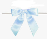 Light Blue - Satin Bow with Twist Tie - 3" Width Bow - 4" Clear Twist Tie