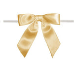 Old Gold - Satin Bow with Twist Tie - 3" Width Bow - 4" Clear Twist Tie