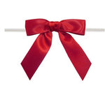 Red - Satin Bow with Twist Tie - 3" Width Bow - 4" Clear Twist Tie
