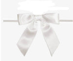 White - Satin Bow with Twist Tie - 3" Width Bow - 4" Clear Twist Tie