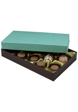 Mint Lid / Dark Chocolate Base - Rigid Candy Box - Lid & Base - (1/2 lb) 8-1/8 x 5-1/4 x 1-1/8"