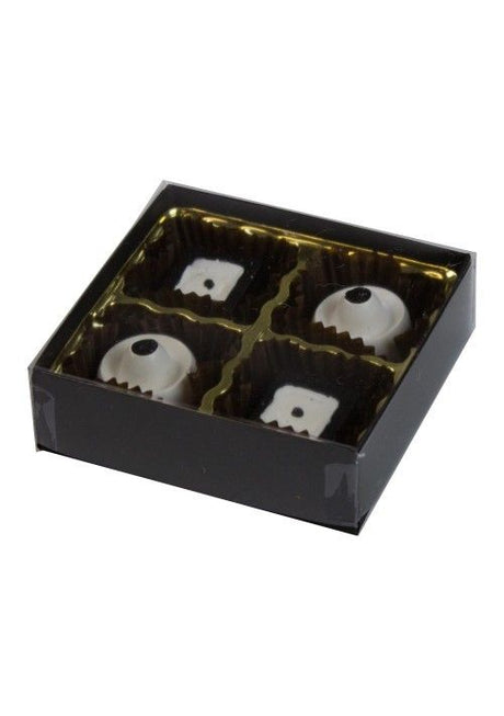 Black Onyx - Clear Lid Rigid Candy Boxes - (1/8 lb) 3-1/2 x 3-1/4 x 1-1/8"
