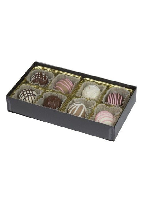 Black Onyx - Clear Lid Rigid Candy Boxes - (1/4 lb) 6-1/2 x 3-1/2 x 1-1/8"