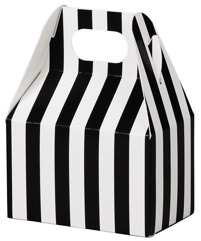 Black & White Stripes - Mini Gable Box - 4 x 2-1/2 x 2-1/2"