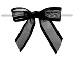 Black - Ballet Bow with Twist Tie - 3-1/2" Width Bow - 4" Clear Twist Tie