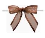Brown - Ballet Bow with Twist Tie - 3-1/2" Width Bow - 4" Clear Twist Tie