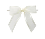 Ivory - Ballet Bow with Twist Tie - 3-1/2" Width Bow - 4" Clear Twist Tie