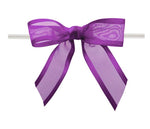 Purple - Ballet Bow with Twist Tie - 3-1/2" Width Bow - 4" Clear Twist Tie