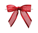 Red - Ballet Bow with Twist Tie - 3-1/2" Width Bow - 4" Clear Twist Tie