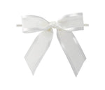 White - Ballet Bow with Twist Tie - 3-1/2" Width Bow - 4" Clear Twist Tie