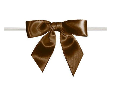 Brown - Bow with Twist Tie - 3-1/2" Width Bow - 4" Twist Tie