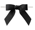 Black - Grosgrain Bow with Twist Tie - 3-1/2" Width Bow - 4" Clear Twist Tie